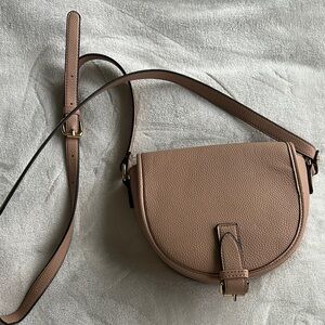 Classic Tan and Cream Crossbody Bag with Adjustable Strap